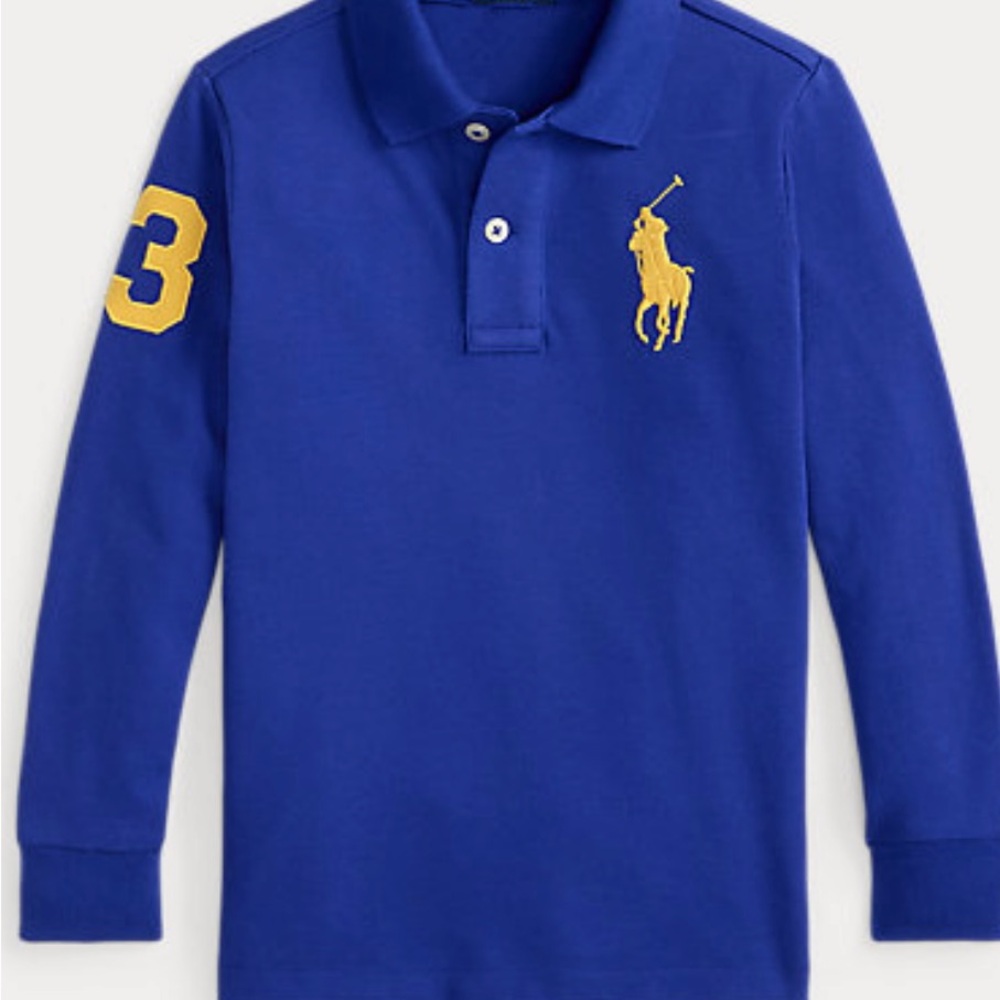 Polo by Ralph Lauren Big Pony Kids Royal Blue Long Sleeve Mesh Polo SZ‎ XL